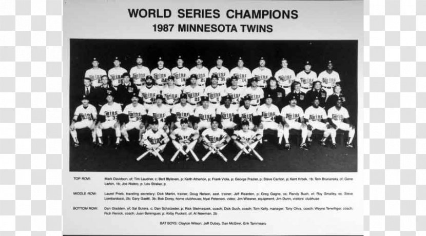 1987 Minnesota Twins Season World Series 1961 - Team - Baseball Transparent PNG