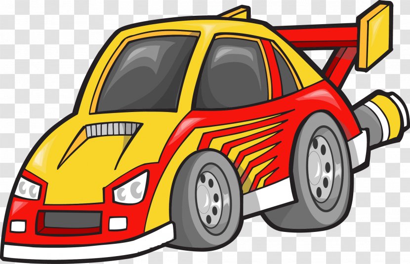 Sports Car Wall Decal Auto Racing - Cartoon - Vector Yellow Transparent PNG