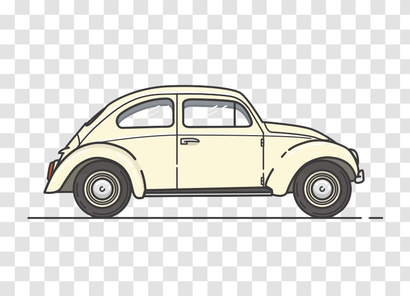 Volkswagen Beetle Cartoon Vehicle Vintage Car - Art - Creative Classic Side View Transparent PNG