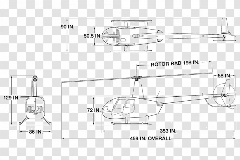 Robinson R44 Helicopter Company R22 R66 - Black And White Transparent PNG