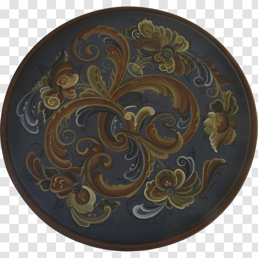 Platter Ceramic Plate Tableware Brown - Retro Hand Painted Transparent PNG