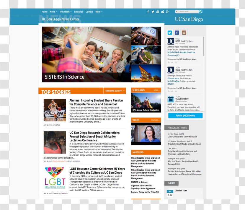 University Of California, San Diego UC Health Tritons Men's Basketball Web Page - Digital Journalism Transparent PNG