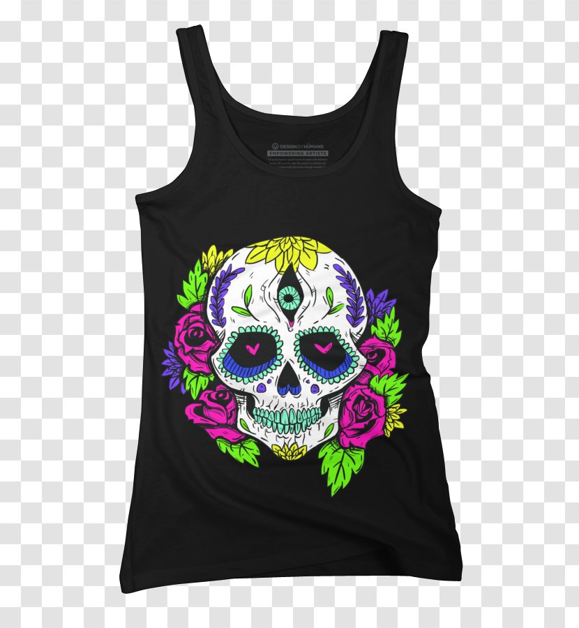La Calavera Catrina T-shirt Day Of The Dead Skull - Vest Transparent PNG