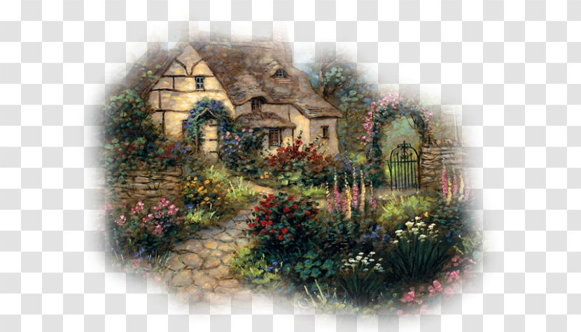 Cottage Garden Landscape Painting - Flower Transparent PNG