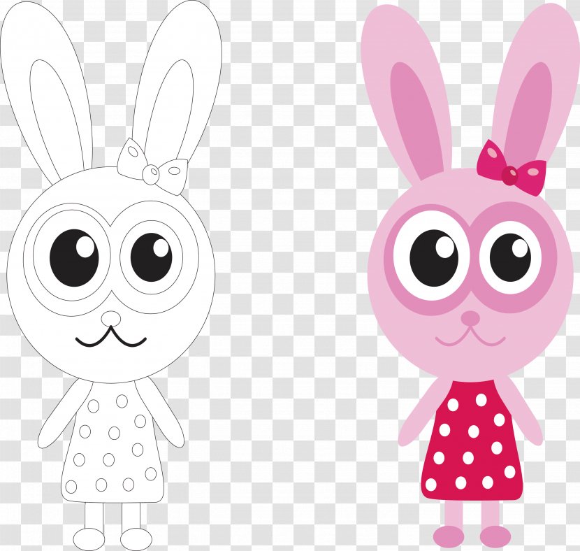 Rabbit Cuteness Cartoon Illustration - Rabits And Hares - Bunny Coloring Vector Material Transparent PNG