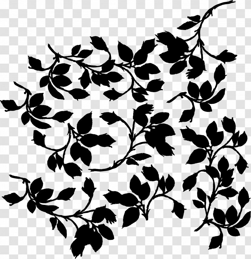 Black Pattern Silhouette Font Flowering Plant - Branch Transparent PNG