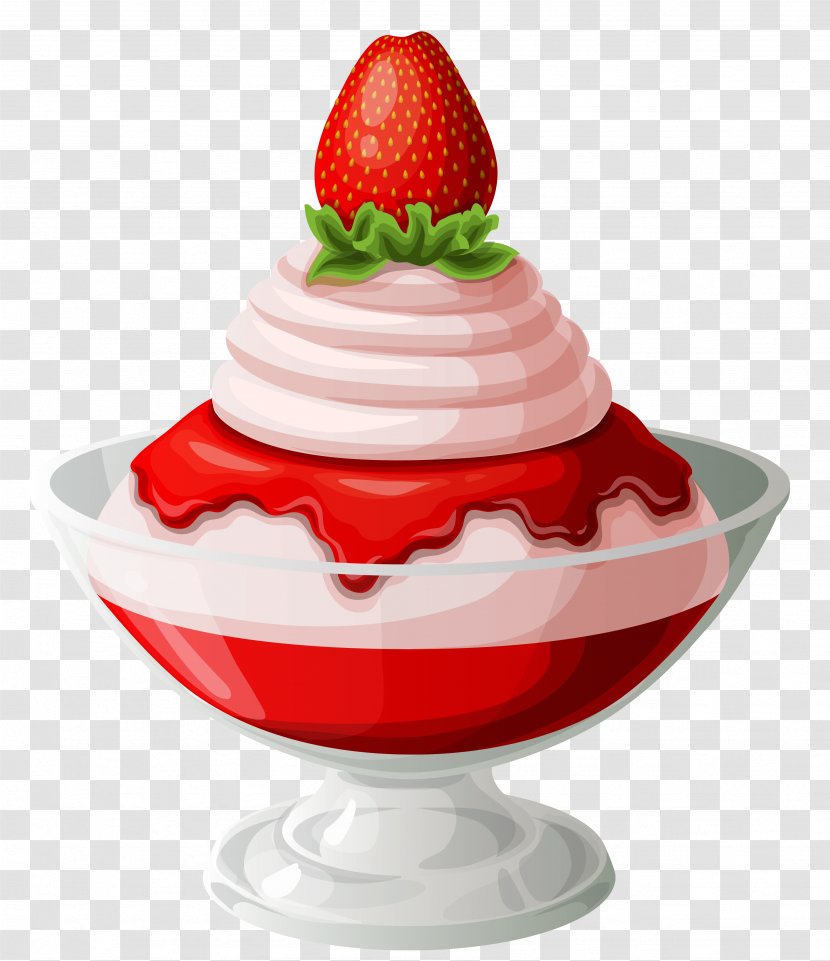 Ice Cream Cone Sundae Strawberry - Whipped - Transparent Picture Transparent PNG