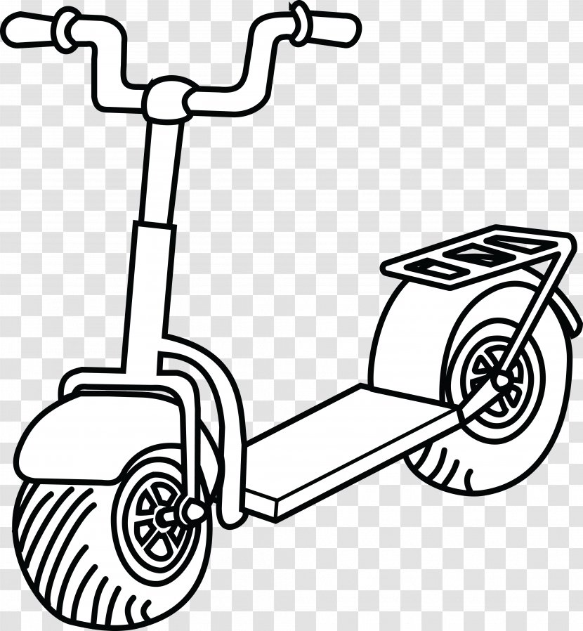 Kick Scooter Clip Art - Black And White Transparent PNG