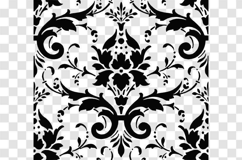 Damask Paper Clip Art - Textile - Black Pattern Cliparts Transparent PNG
