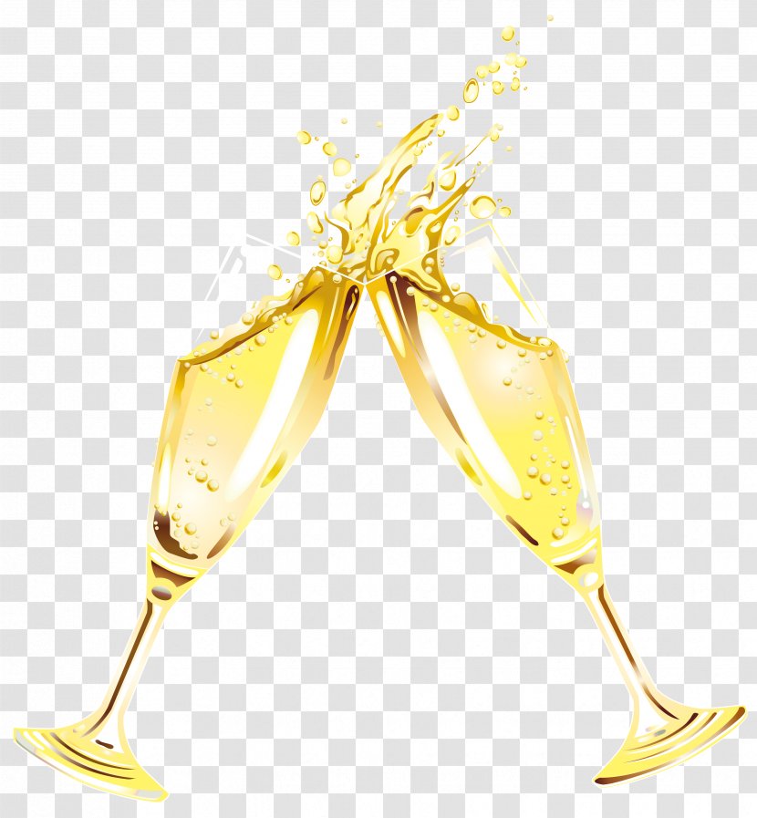 Champagne Glass Wine Clip Art - Tableware - New Year Flutes Clipart Transparent PNG