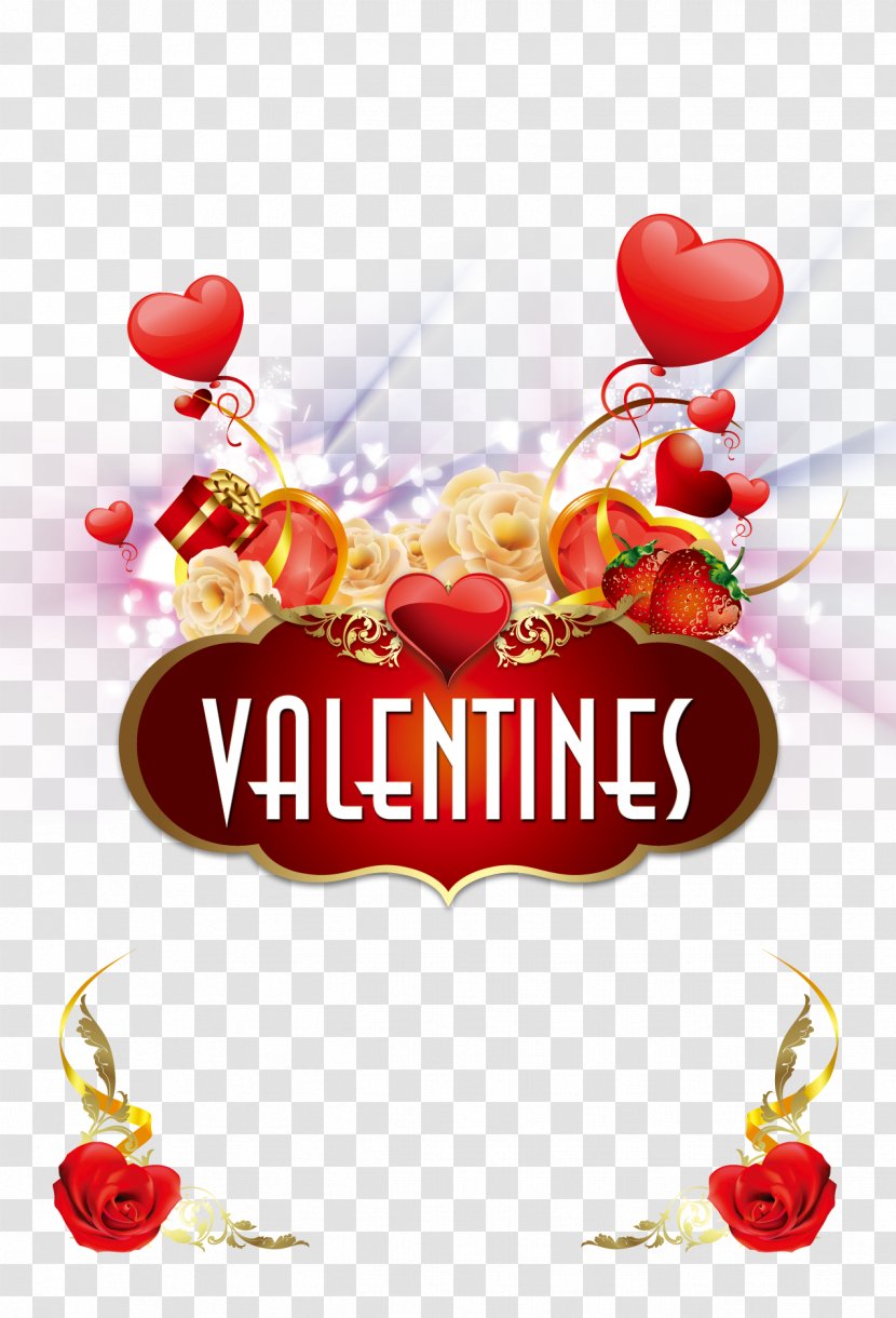 Valentines Day Poster - Fruit - Valentine's Background Material Psd Transparent PNG