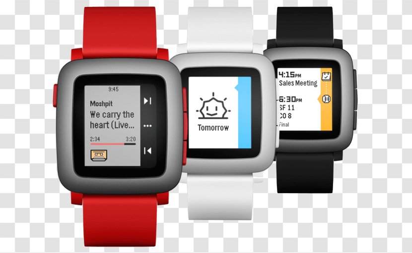 Pebble Time Smartwatch Red - Electronic Device Transparent PNG