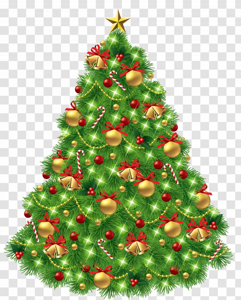 Christmas Tree Day Clip Art - Gift - Transparent With Ornaments And Gold Bells Picture Transparent PNG