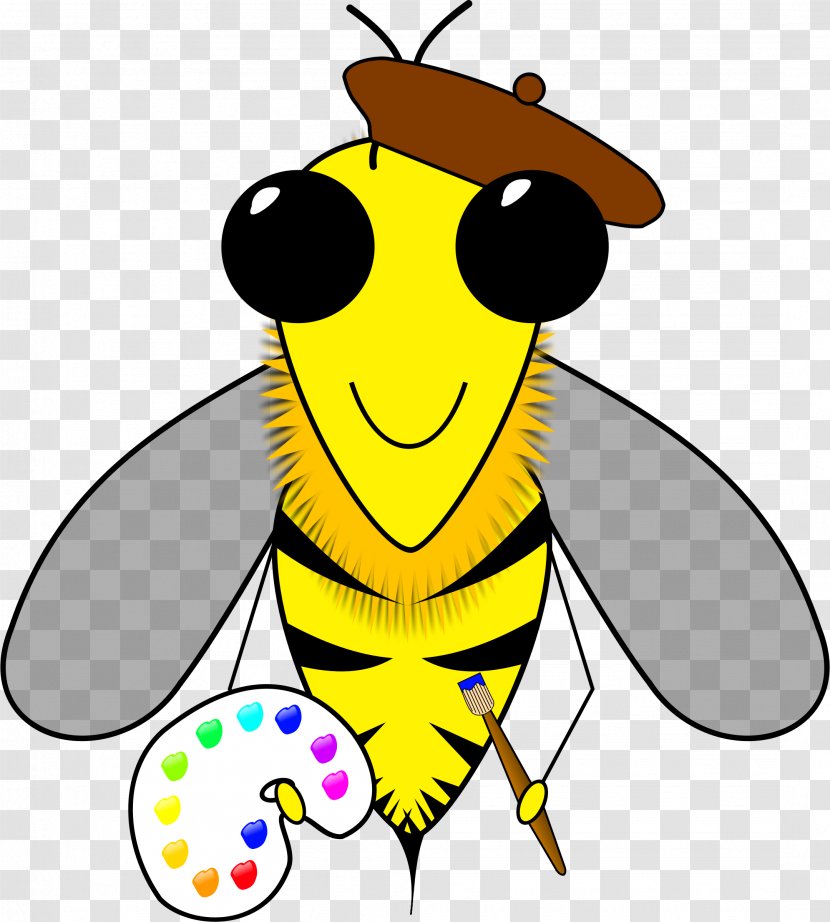 Honey Bee Artist Beehive Clip Art - Fly Transparent PNG