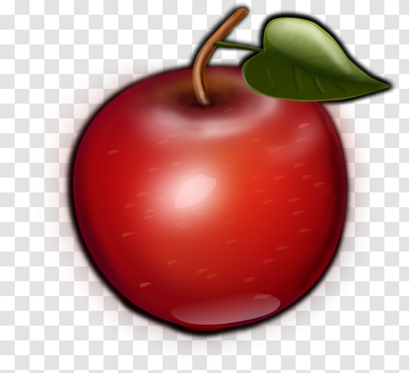 Apple Clip Art - Big Red With Leaves Transparent PNG