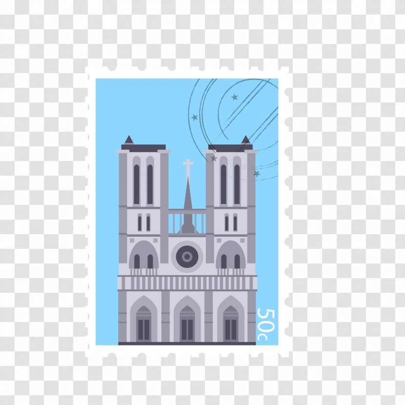 Notre-Dame De Paris Church - Rectangle - Stamps Transparent PNG