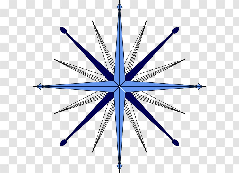 Compass Rose - Navigation - Symmetry Electric Blue Transparent PNG