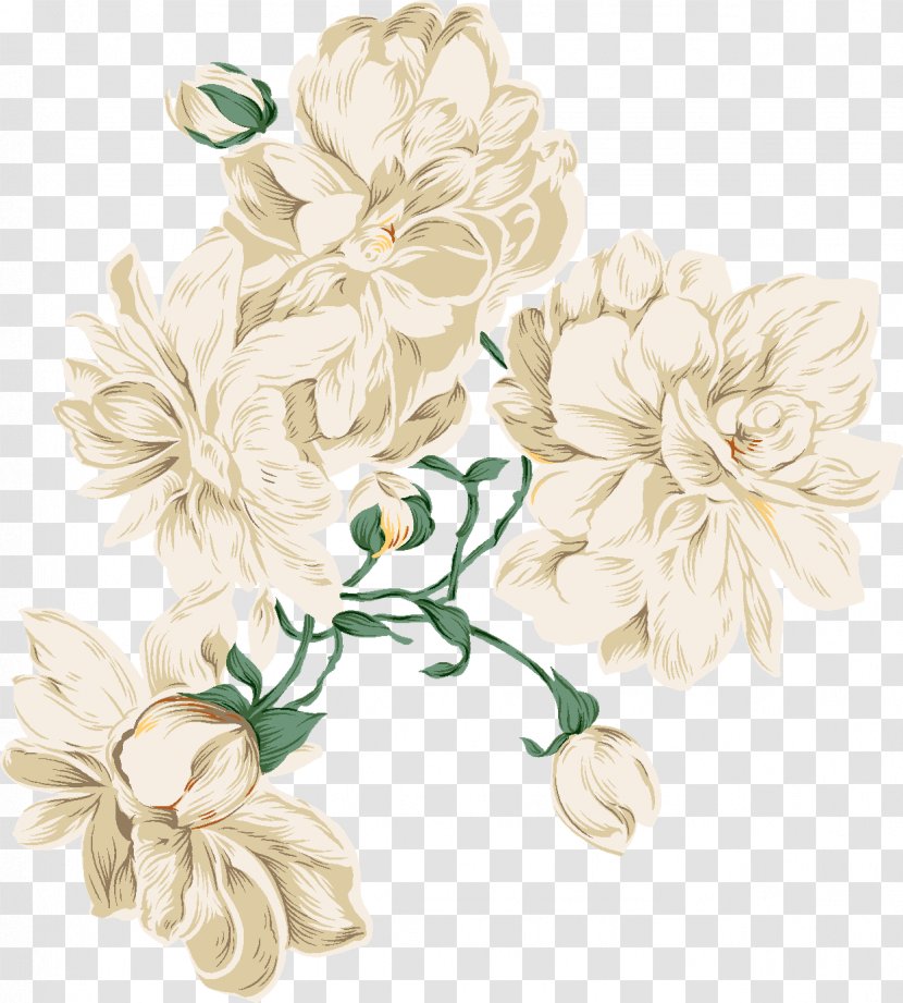 Forbidden Flowers White Floral Design - Button - Hand Painted Flower Transparent PNG