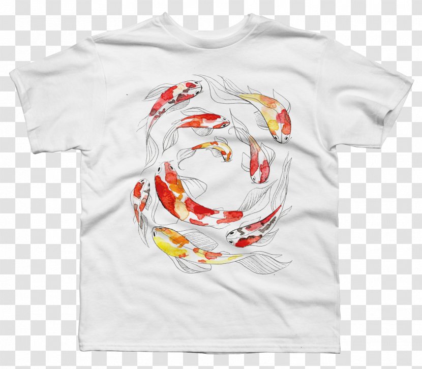 Printed T-shirt Hoodie Sleeve - T Shirt - Koi Fish Chasing Transparent PNG