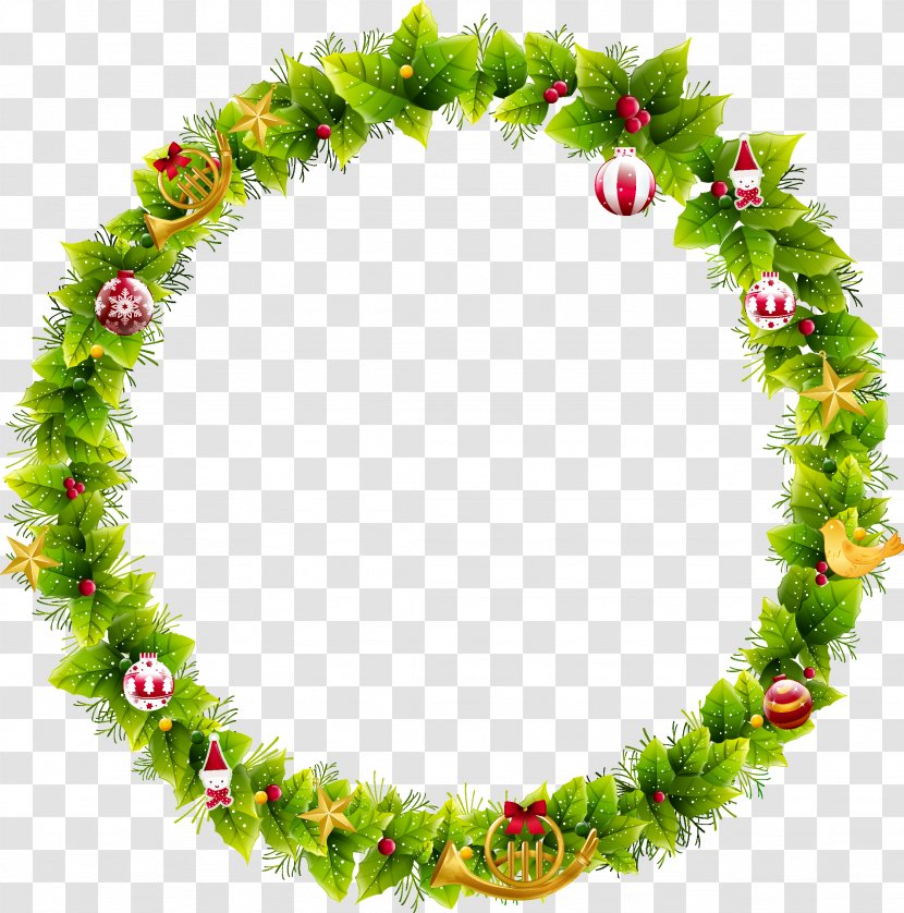 Wreath Christmas Santa Claus Garland Clip Art - Grass Transparent PNG