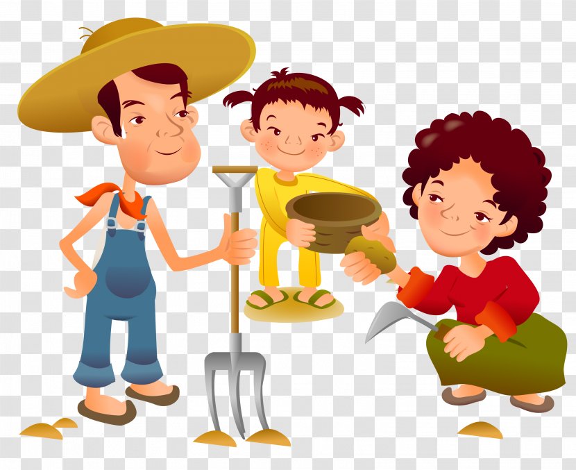 Family Cartoon Illustration - Child - Yellow Work Decoration Pattern Transparent PNG