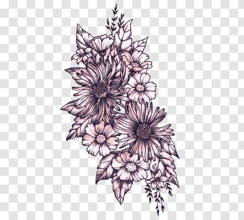 Drawing Tattoo Flower Art - Arranging - Temporary Transparent PNG