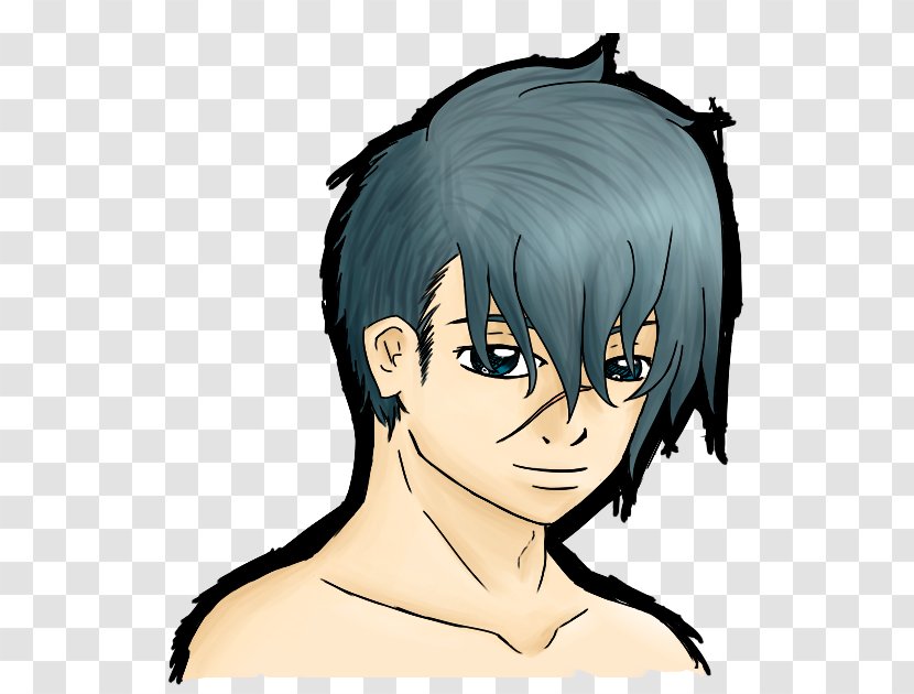 Black Hair Ear Forehead Coloring - Watercolor - Hot Guy Transparent PNG
