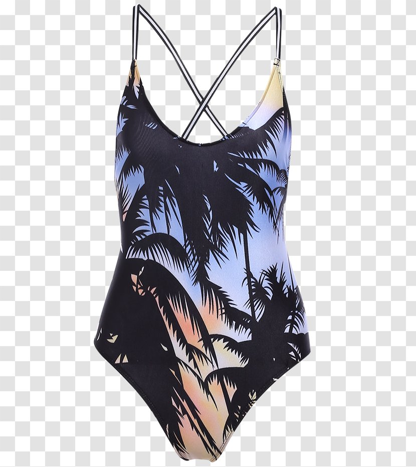 One-piece Swimsuit T-shirt Clothing Spaghetti Strap - Tree - Woman Printing Transparent PNG