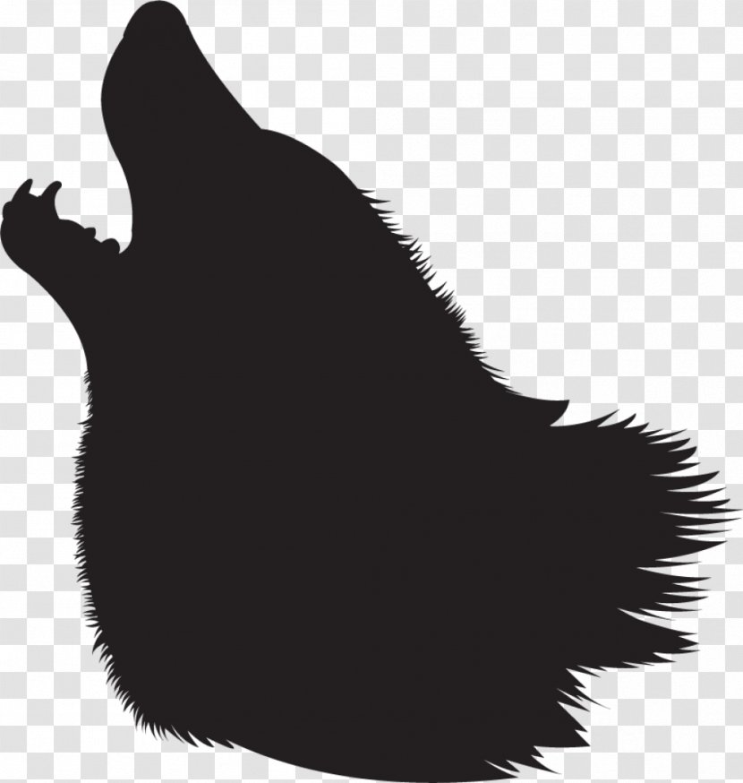 Gray Wolf Silhouette Clip Art - Black Transparent PNG