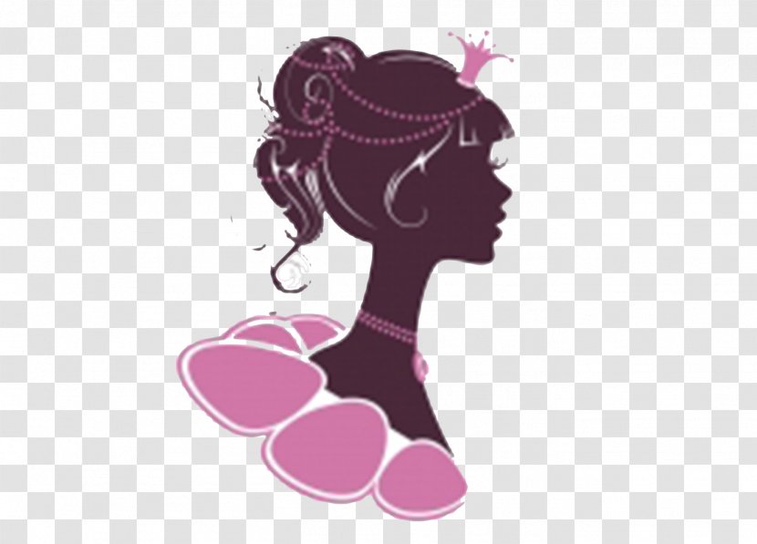 Princess Euclidean Vector Illustration - Cartoon - Crowned Woman Head Silhouette Transparent PNG