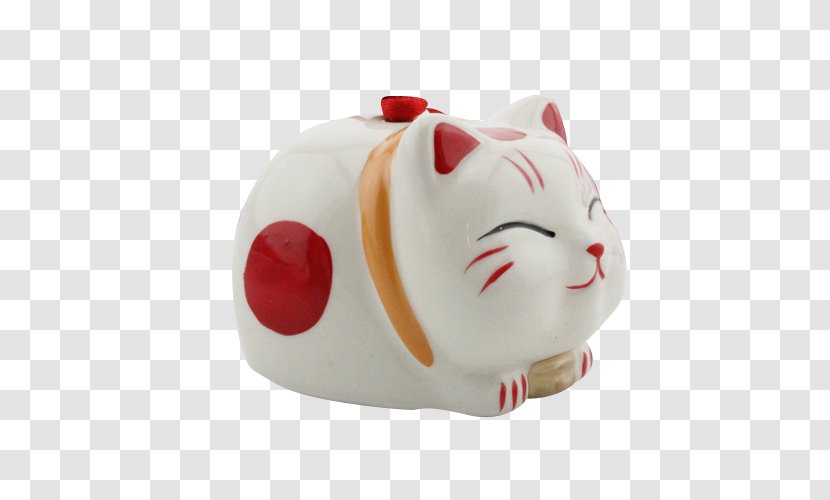 Cat Maneki-neko Ceramic - Small To Medium Sized Cats - Japanese Lucky With Hand Gift Material Transparent PNG
