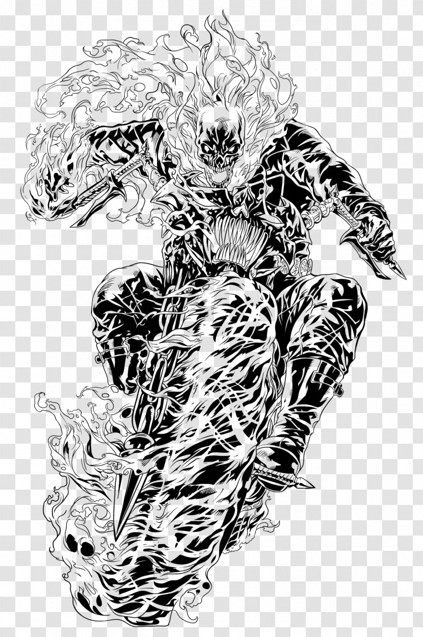 Ghost Rider (Johnny Blaze) Demon Drawing Sketch - Heart Transparent PNG