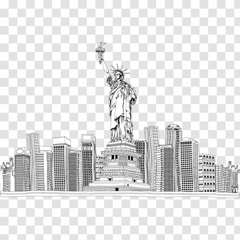 Statue Of Liberty Eiffel Tower Zazzle Photography - Building - Black & White Transparent PNG