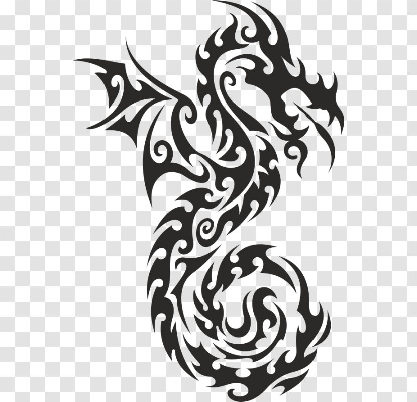 Tattoo Vector Graphics Chinese Dragon Clip Art - Monochrome Transparent PNG