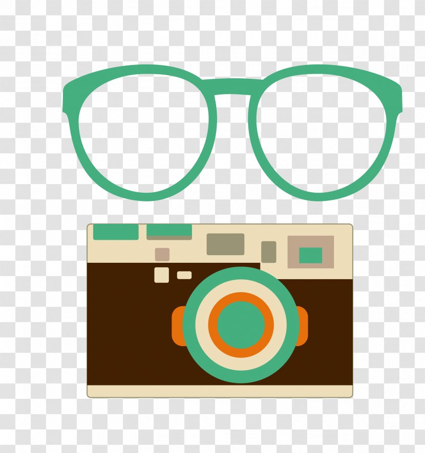 Glasses Camera Clip Art - Eyewear - Vector Green Edge Material Transparent PNG