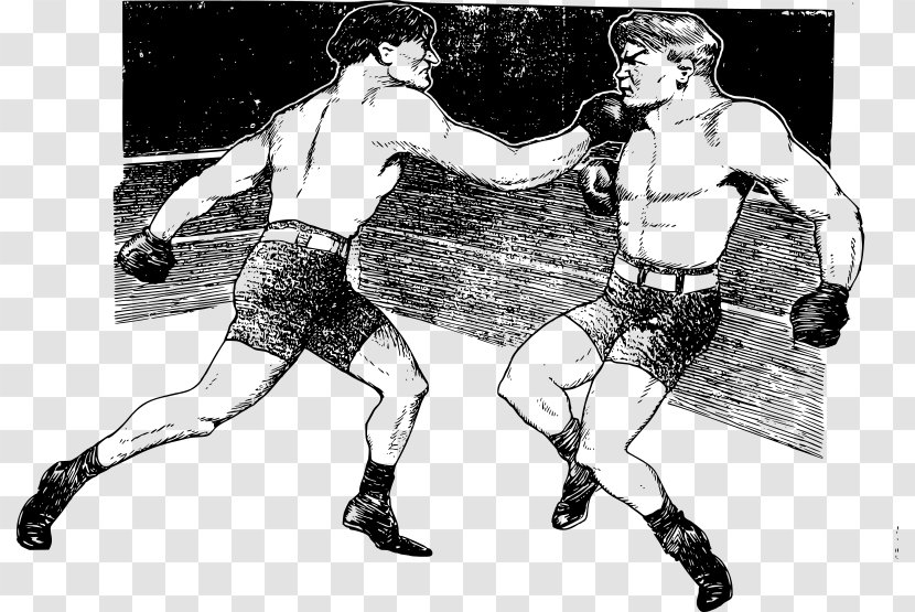 Boxing Sport Clip Art - Black And White Transparent PNG