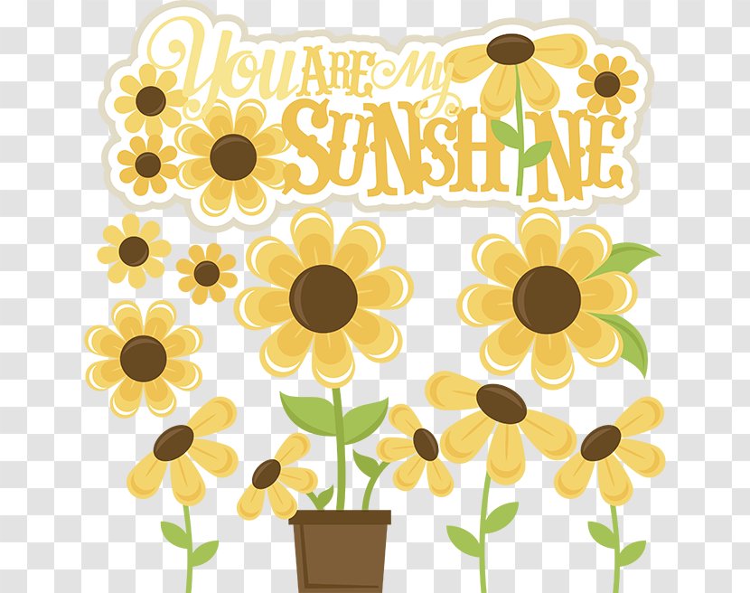 Common Sunflower Floral Design Clip Art - Scrapbooking - Sunshine Quote Transparent PNG
