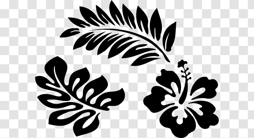 Hawaiian Hibiscus Halberd-leaf Rosemallow Drawing Clip Art - Monochrome - Black Shape Transparent PNG