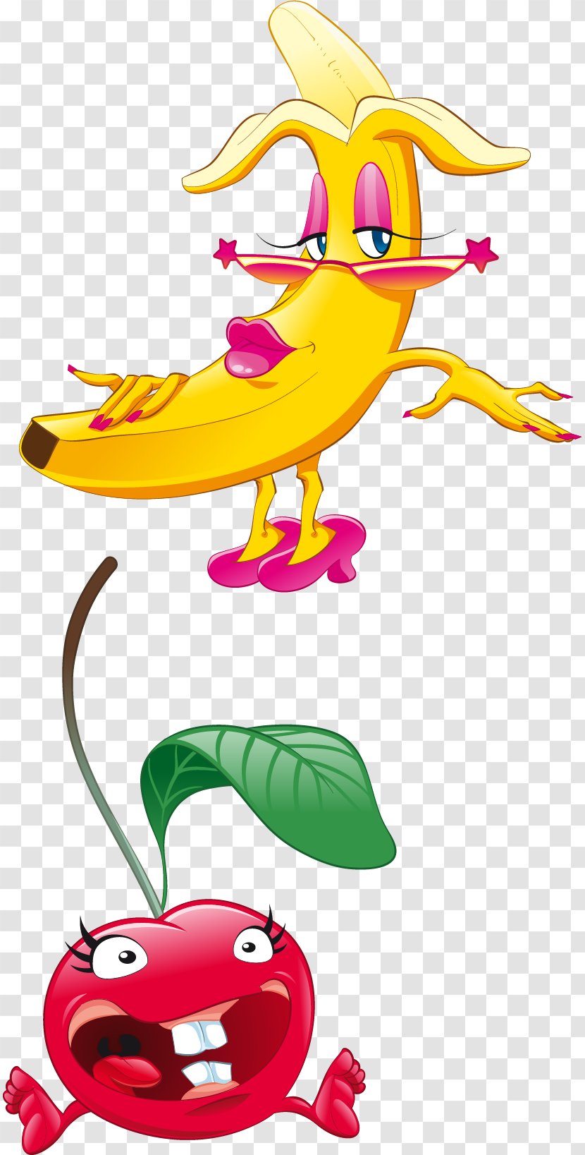 Clip Art - Plant - Creative Banana Cherry Vector Elements Transparent PNG