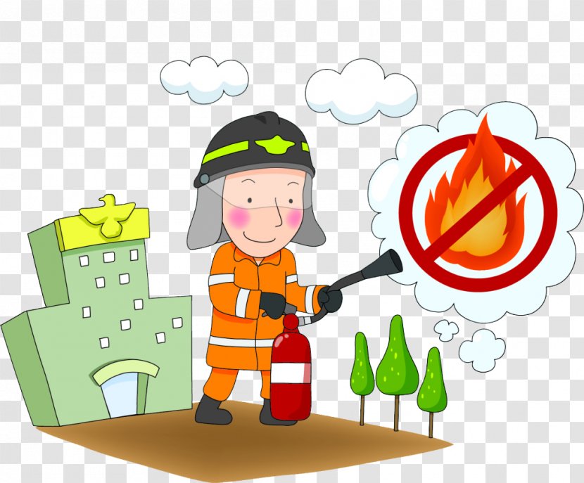 Conflagration Firefighting Firefighter Clip Art - Tree - Hand Painted Firefighters Transparent PNG