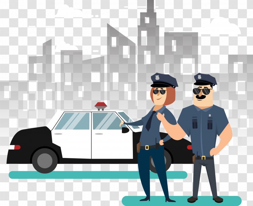 Police Officer Cartoon Car - Professional - Material Transparent PNG