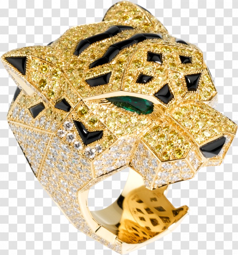 Cartier Ring Jewellery Diamond Emerald - Yellow Flyer Transparent PNG