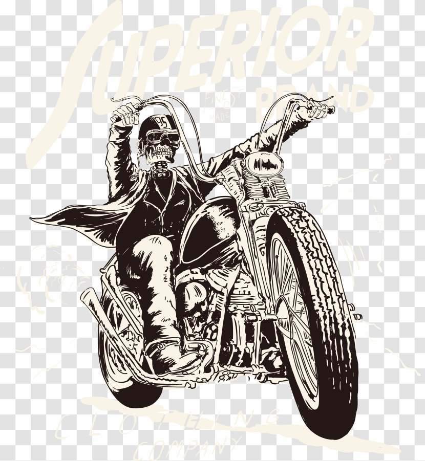 Motorcycle T-shirt - Design - Vector Skull Transparent PNG