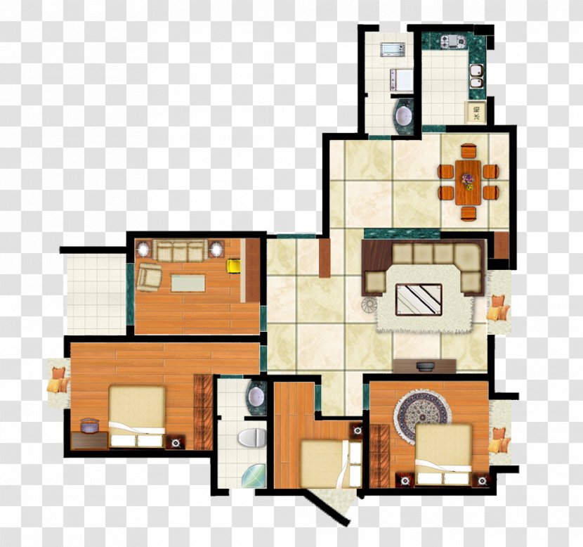 Interior Design Services Architecture House Painter And Decorator Floor Plan - Computeraided - Home Improvement Renderings Cozy Apartment With Four Bedrooms Two Living Rooms FIG. Transparent PNG