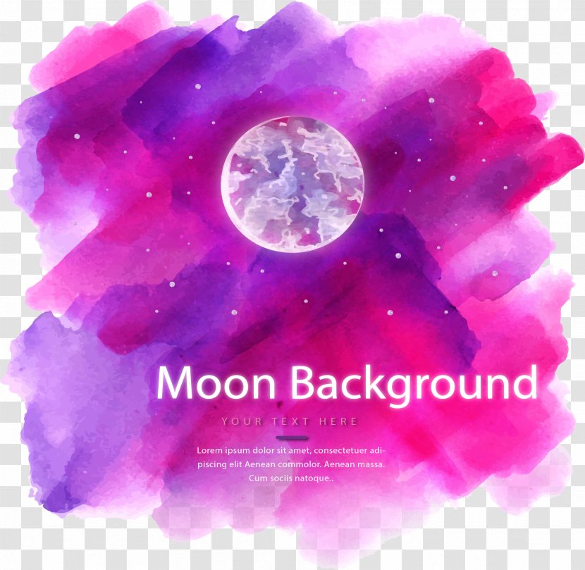 Moonlight Watercolor Painting - Moon - Dream Purple Transparent PNG