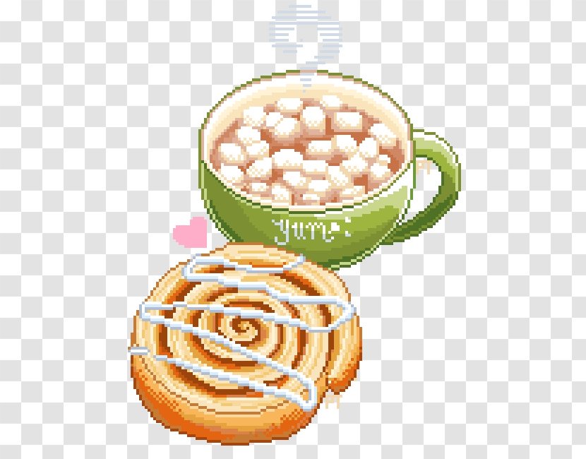Coffee Cinnamon Roll Hot Chocolate Pixel Art - Deviantart Transparent PNG