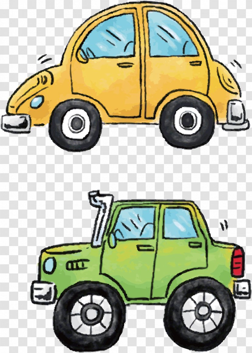 Cartoon Drawing Traditional Animation - Automotive Design - Green Jeep Transparent PNG