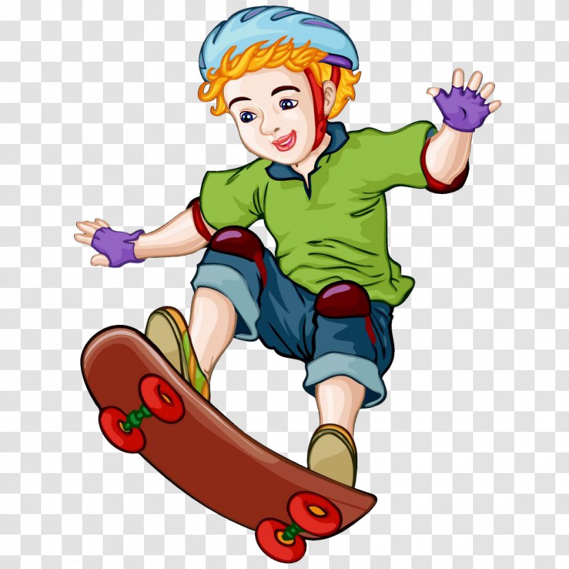 Skateboarding Cartoon - Play - Skateboard Boy Transparent PNG