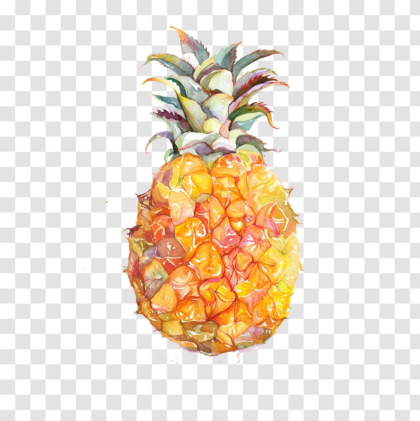 Juice Fruit Watercolor Painting Pineapple - Ananas - Yellow Simple Transparent PNG