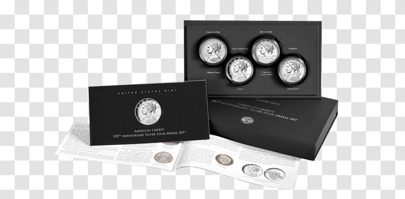 United States Of America Proof Coinage Mint Medal - American Liberty 225th Anniversary Coin - Silver Transparent PNG